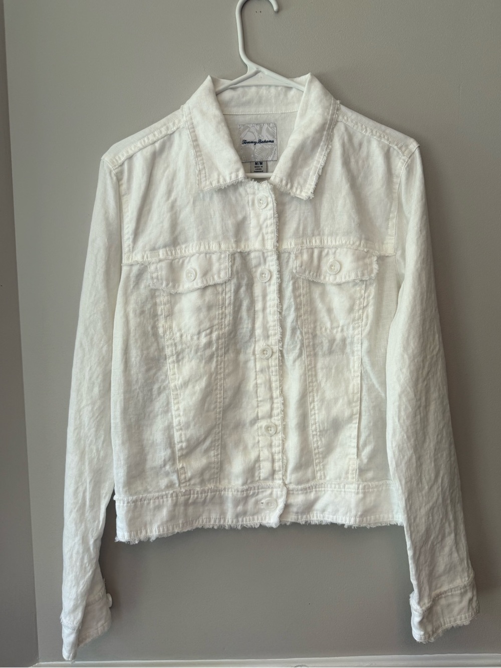 Tommy Bahama Two Palms Edge Raw Linen  White Jacket Size M